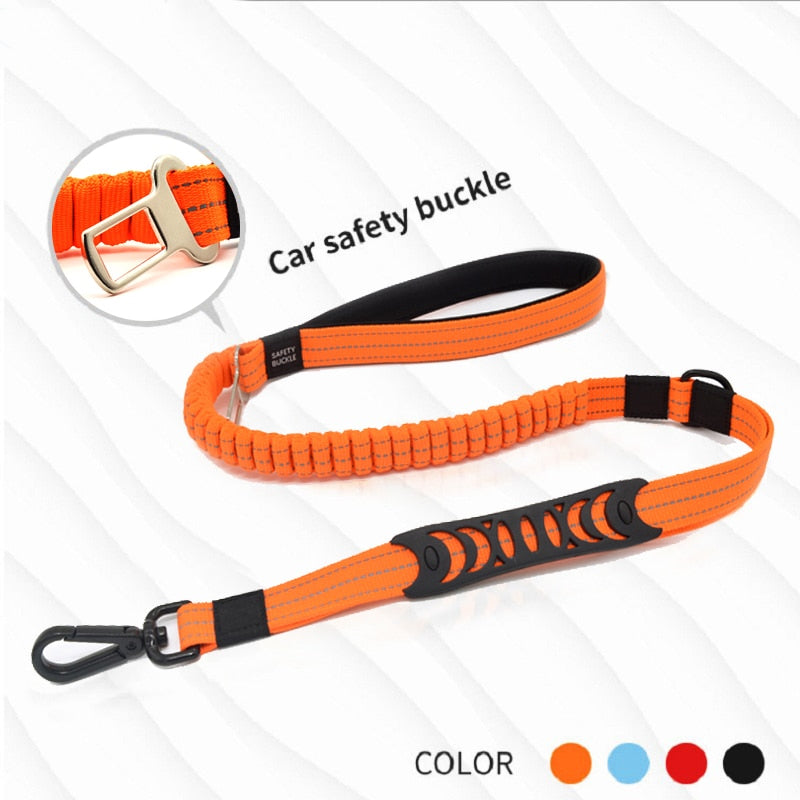 High quality pet supplies dog multi-function elastic traction rope dogleash car seat belt cushioning retractable reflectivenylon