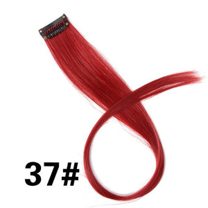AliLeader Product 57 Colors Clip In One Piece Hair Extensions Synthetic Ombre Pink Red Blue Hair For Women Girl Kids With Clip