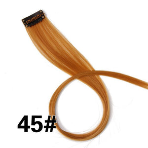 AliLeader Product 57 Colors Clip In One Piece Hair Extensions Synthetic Ombre Pink Red Blue Hair For Women Girl Kids With Clip