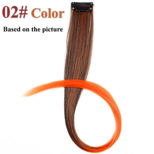 AliLeader Product 57 Colors Clip In One Piece Hair Extensions Synthetic Ombre Pink Red Blue Hair For Women Girl Kids With Clip