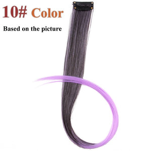 AliLeader Product 57 Colors Clip In One Piece Hair Extensions Synthetic Ombre Pink Red Blue Hair For Women Girl Kids With Clip