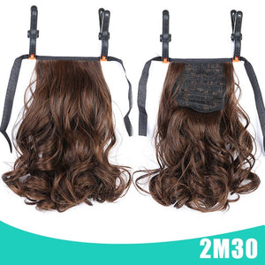 AOSIWIG Female Hair Short Curly Hair Tail Natural Clip In Hair Extensions Ponytail Heat Resistant Synthetic Drawstring Hairpiece