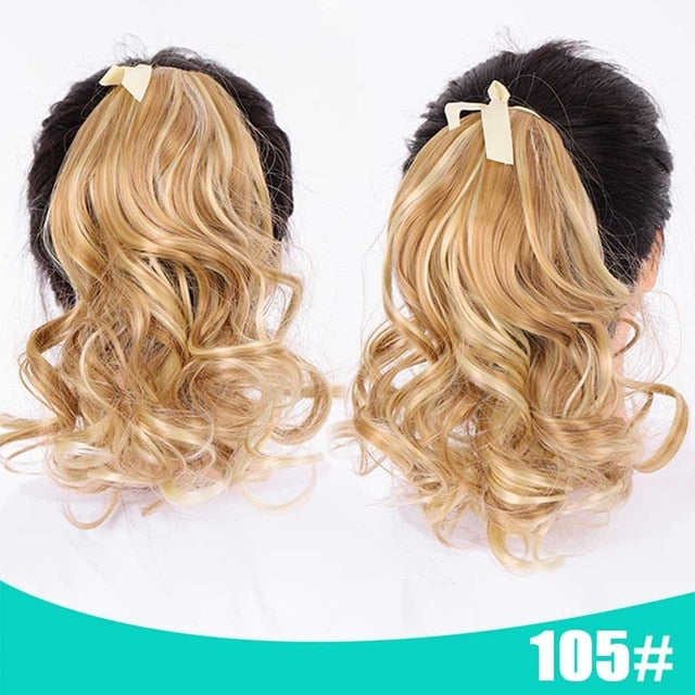 AOSIWIG Female Hair Short Curly Hair Tail Natural Clip In Hair Extensions Ponytail Heat Resistant Synthetic Drawstring Hairpiece