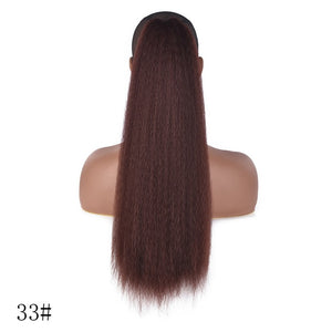 AliLeader Long Afro Puff Ponytail Hair Kinky Natural Hair Synthetic Kinky Straight Drawstring Ponytails With Clip Elastic Band
