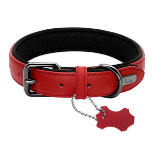 Genuine Leather Dog Collar Padded Adjustable Pitbull Bulldog Collars For Medium Large Dogs German Shepherd Dog Belt Mascotas S-L