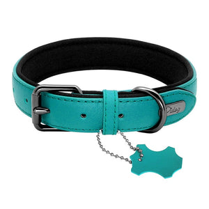 Genuine Leather Dog Collar Padded Adjustable Pitbull Bulldog Collars For Medium Large Dogs German Shepherd Dog Belt Mascotas S-L