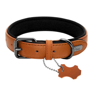 Genuine Leather Dog Collar Padded Adjustable Pitbull Bulldog Collars For Medium Large Dogs German Shepherd Dog Belt Mascotas S-L