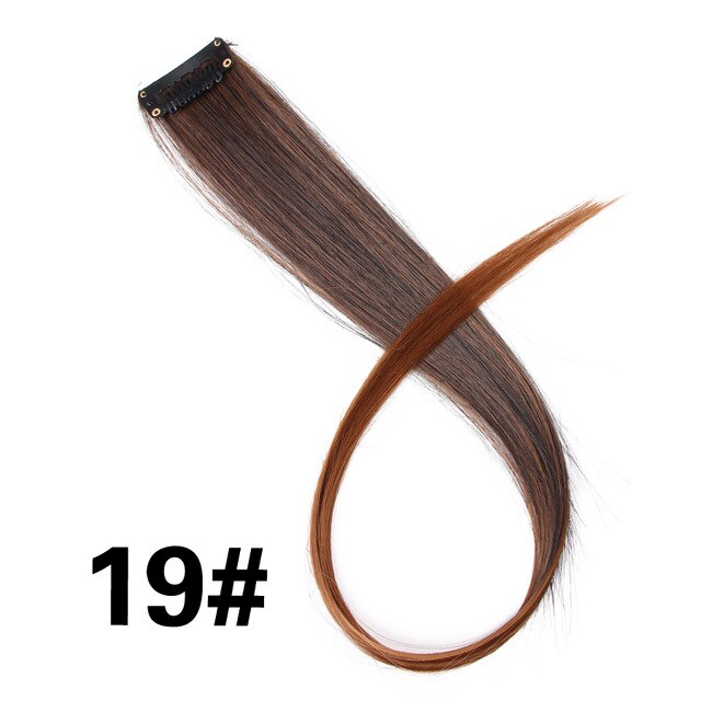 Leeons  Long Straight Women High Temperature Synthetic Clip In Hair Extension Hairpiece Purple Pink Red Blue Rose Colorful