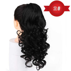 DIFEI Women's Long Wavy Ponytail Clip in Hairpiece One Piece High Temperature Fiber Synthetic Natural Wrap Around Hair