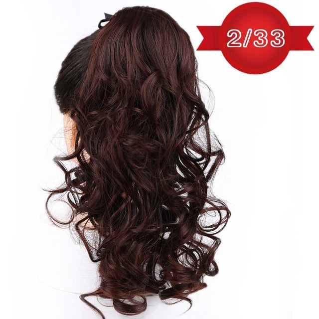 DIFEI Women's Long Wavy Ponytail Clip in Hairpiece One Piece High Temperature Fiber Synthetic Natural Wrap Around Hair