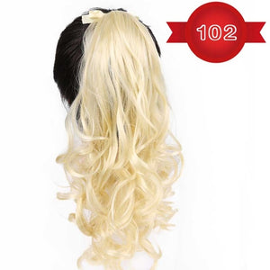 DIFEI Women's Long Wavy Ponytail Clip in Hairpiece One Piece High Temperature Fiber Synthetic Natural Wrap Around Hair