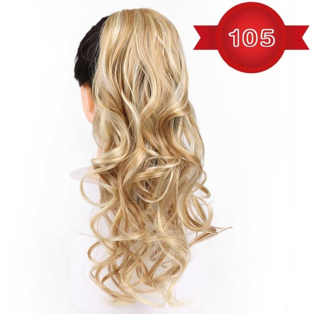 DIFEI Women's Long Wavy Ponytail Clip in Hairpiece One Piece High Temperature Fiber Synthetic Natural Wrap Around Hair