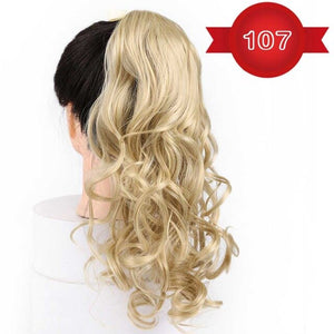 DIFEI Women's Long Wavy Ponytail Clip in Hairpiece One Piece High Temperature Fiber Synthetic Natural Wrap Around Hair