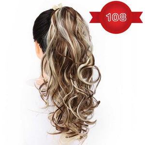 DIFEI Women's Long Wavy Ponytail Clip in Hairpiece One Piece High Temperature Fiber Synthetic Natural Wrap Around Hair
