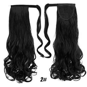 AILIADE Corn Wavy Long Ponytail Heat Resistant Synthetic Hairpiece Wrap on Clip Hair Extensions Brown Pony Tail Blonde Fack Hair