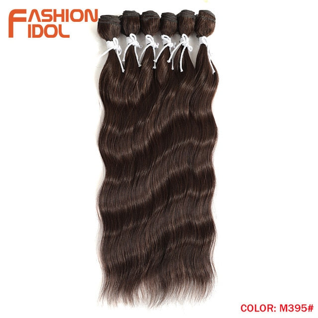 FASHION IDOL Water Wave Hair Bundles Synthetic Hair Extensions Ombre Blonde Hair Weave Bundles 6Pcs/Pack 20 inch Free Shipping
