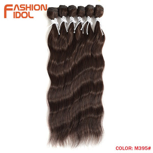 FASHION IDOL Water Wave Hair Bundles Synthetic Hair Extensions Ombre Blonde Hair Weave Bundles 6Pcs/Pack 20 inch Free Shipping