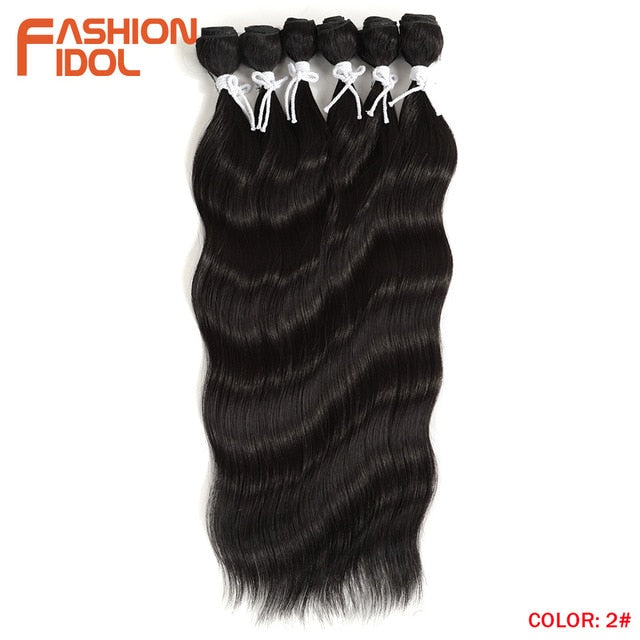 FASHION IDOL Water Wave Hair Bundles Synthetic Hair Extensions Ombre Blonde Hair Weave Bundles 6Pcs/Pack 20 inch Free Shipping