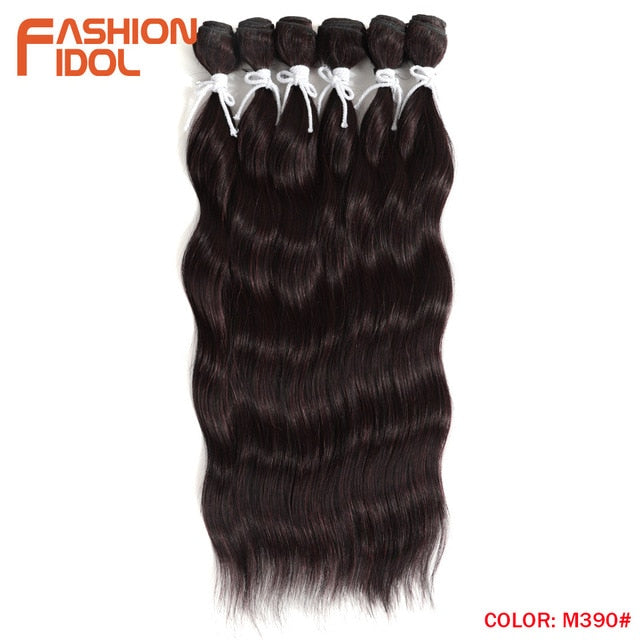 FASHION IDOL Water Wave Hair Bundles Synthetic Hair Extensions Ombre Blonde Hair Weave Bundles 6Pcs/Pack 20 inch Free Shipping