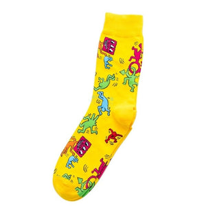 PEONFLY keith haring Fancy Character Smiley Face Colorful Personality Funny Women Men Unisex Socks Happy Socks Cotton Cozy Socks