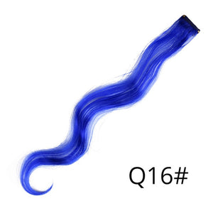 Alileader 18Inch Curly Clip One In Hair Extensions Natural Long Synthetic Hairpieces For Women Girl Pink Blue Colorful