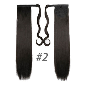 MANWEI women Long straight Real Natural Ponytail Clip in Pony tail Hair Extensions Wrap Around on Synthetic Hair Piece