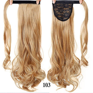 MANWEI women Long straight Real Natural Ponytail Clip in Pony tail Hair Extensions Wrap Around on Synthetic Hair Piece