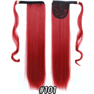 AOOSOO 24 inch Silky Straight Synthetic Clip in Drawstring Ponytail Hairpieces for Women Hair Extension High Temperature Fiber