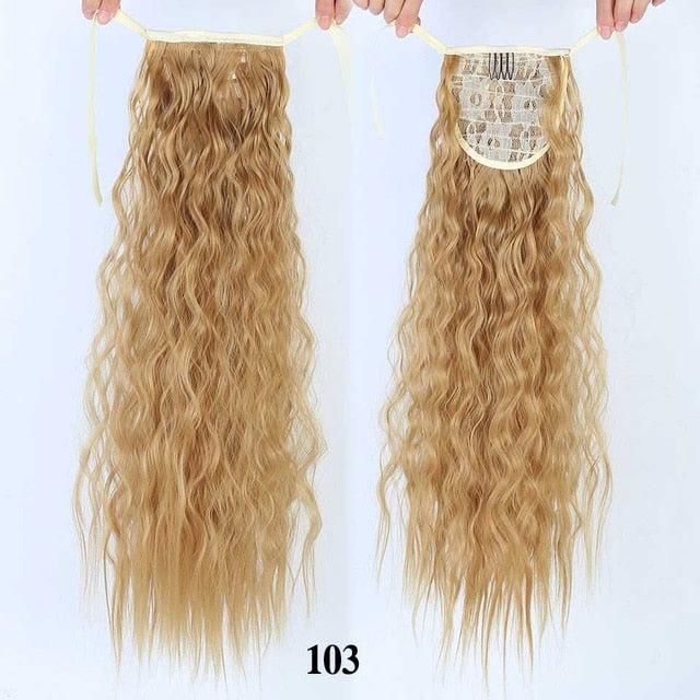 18"22"Kinky Straight Synthetic Ponytail Extensions Clip-in Pony Tail Natural Hair Extension Heat Resistant Hair Pieces