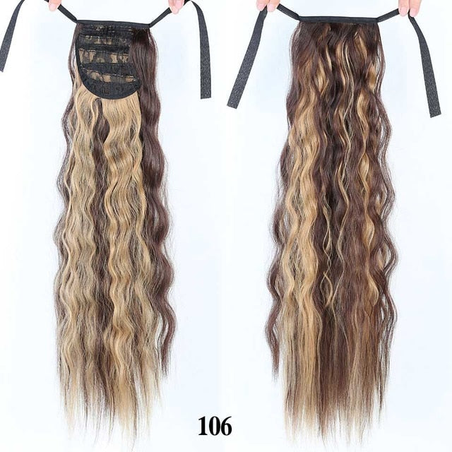 18"22"Kinky Straight Synthetic Ponytail Extensions Clip-in Pony Tail Natural Hair Extension Heat Resistant Hair Pieces