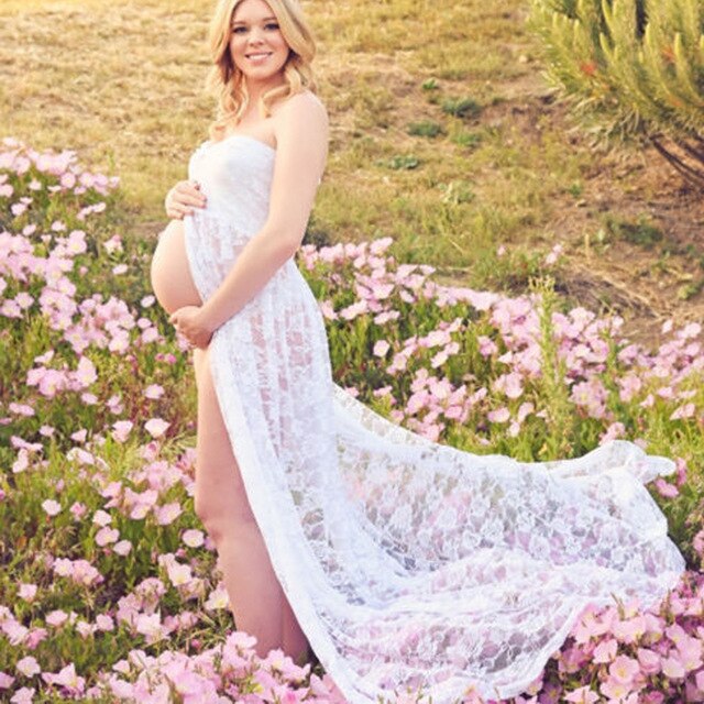 Couples Maternity Photography Lace Dress Props Maxi Maternity Gown Fancy shooting photo summer pregnant dress Plus Size