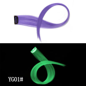 Leeons Colored Highlight Synthetic Hair Extensions Clip In One Piece Color Strips 20" Long Straight Hairpiece For Sports Fans