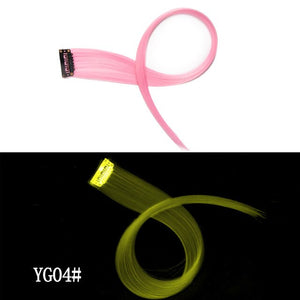 Leeons Colored Highlight Synthetic Hair Extensions Clip In One Piece Color Strips 20" Long Straight Hairpiece For Sports Fans