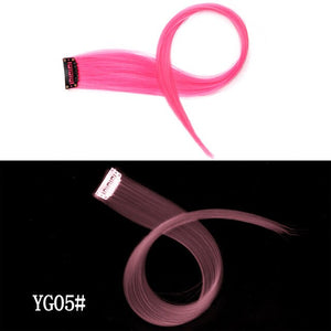 Leeons Colored Highlight Synthetic Hair Extensions Clip In One Piece Color Strips 20" Long Straight Hairpiece For Sports Fans