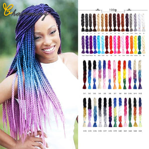 CHARMING 24 Inch Braiding Hair Extensions Jumbo Crochet Braids Synthetic Hair Style 100g/Pc Pure Blonde Pink Green Colorful
