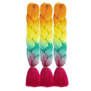 CHARMING 24 Inch Braiding Hair Extensions Jumbo Crochet Braids Synthetic Hair Style 100g/Pc Pure Blonde Pink Green Colorful