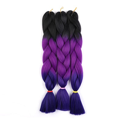CHARMING 24 Inch Braiding Hair Extensions Jumbo Crochet Braids Synthetic Hair Style 100g/Pc Pure Blonde Pink Green Colorful