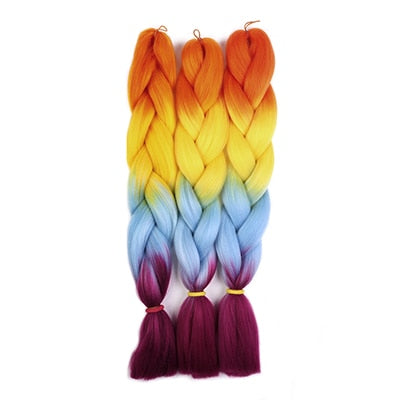 CHARMING 24 Inch Braiding Hair Extensions Jumbo Crochet Braids Synthetic Hair Style 100g/Pc Pure Blonde Pink Green Colorful