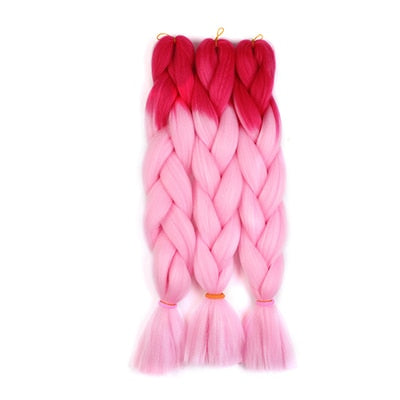 CHARMING 24 Inch Braiding Hair Extensions Jumbo Crochet Braids Synthetic Hair Style 100g/Pc Pure Blonde Pink Green Colorful