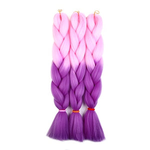 CHARMING 24 Inch Braiding Hair Extensions Jumbo Crochet Braids Synthetic Hair Style 100g/Pc Pure Blonde Pink Green Colorful