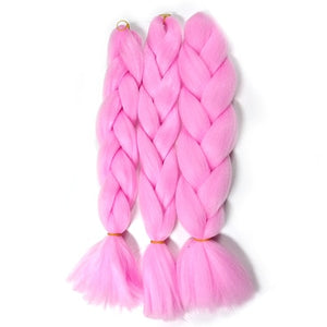 CHARMING 24 Inch Braiding Hair Extensions Jumbo Crochet Braids Synthetic Hair Style 100g/Pc Pure Blonde Pink Green Colorful