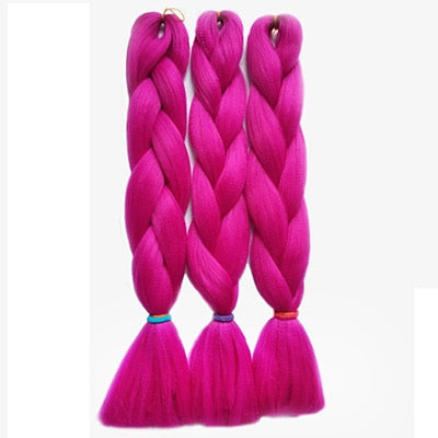 CHARMING 24 Inch Braiding Hair Extensions Jumbo Crochet Braids Synthetic Hair Style 100g/Pc Pure Blonde Pink Green Colorful