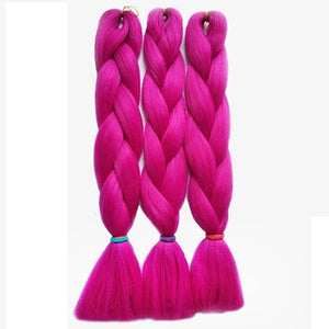 CHARMING 24 Inch Braiding Hair Extensions Jumbo Crochet Braids Synthetic Hair Style 100g/Pc Pure Blonde Pink Green Colorful