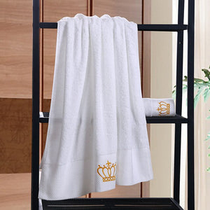 Crown Embroidery Cotton White Hotel Towel Set Face Towels Bath Towels for Adults Washcloths Absorbent Hand Towel Customizable