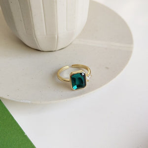 925 Sterling Silver Wide Curb Caban Chain Faceted Rectangular Emerald Green Crystal Bracelet For Female Party Fashion Jewelry