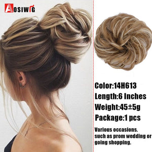 AOSIWIG Synthetic Chignon With Rubber Band Brown Blonde Women Curly Chignon Hair Clip In Hairpiece Bun Drawstring