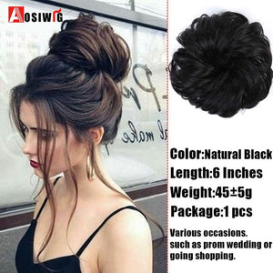 AOSIWIG Synthetic Chignon With Rubber Band Brown Blonde Women Curly Chignon Hair Clip In Hairpiece Bun Drawstring