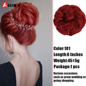 AOSIWIG Synthetic Chignon With Rubber Band Brown Blonde Women Curly Chignon Hair Clip In Hairpiece Bun Drawstring