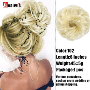 AOSIWIG Synthetic Chignon With Rubber Band Brown Blonde Women Curly Chignon Hair Clip In Hairpiece Bun Drawstring