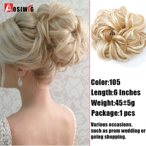 AOSIWIG Synthetic Chignon With Rubber Band Brown Blonde Women Curly Chignon Hair Clip In Hairpiece Bun Drawstring